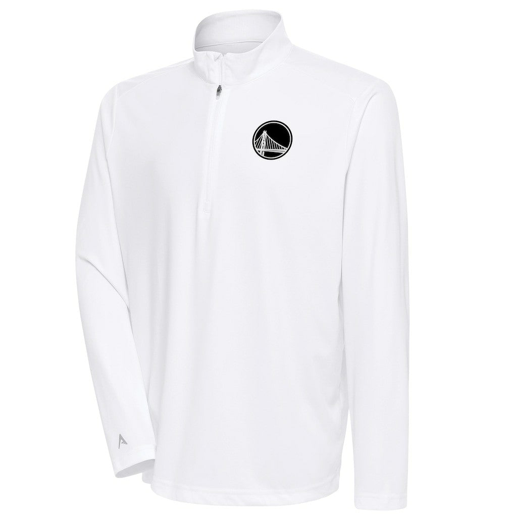 White Golden State Warriors Antigua Metallic Logo Tribute Quarter-Zip Top sale | NBA