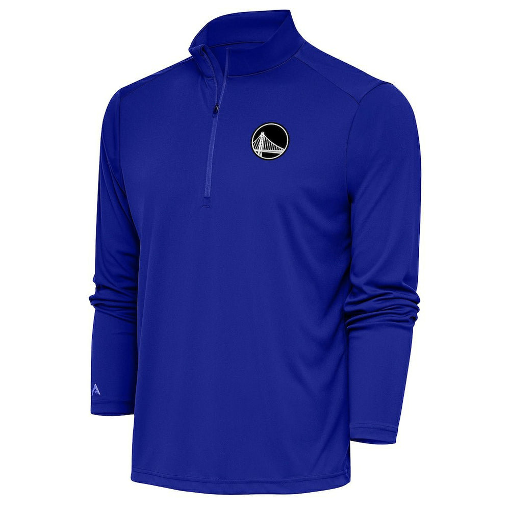Royal Golden State Warriors Antigua Metallic Logo Tribute Quarter-Zip Top sale | NBA