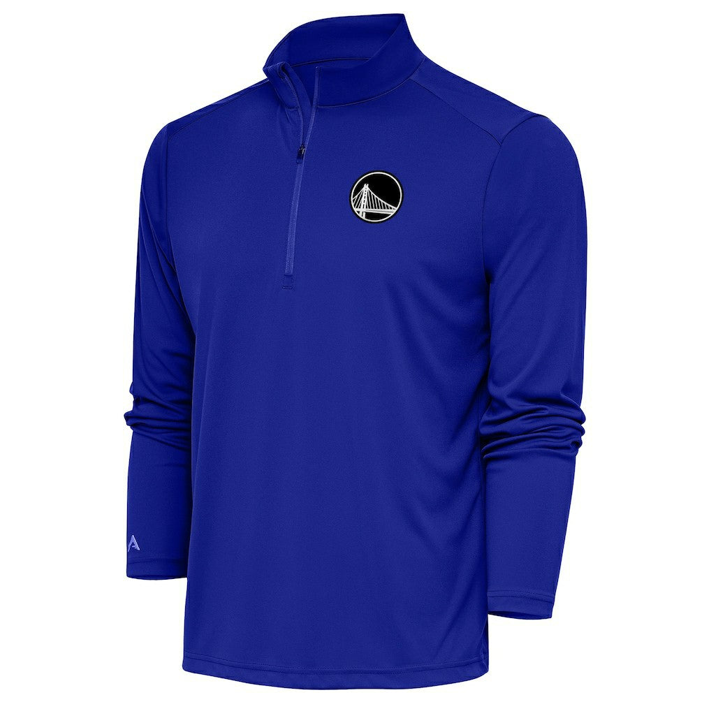 Royal Golden State Warriors Antigua Metallic Logo Tribute Quarter-Zip Top sale | NBA