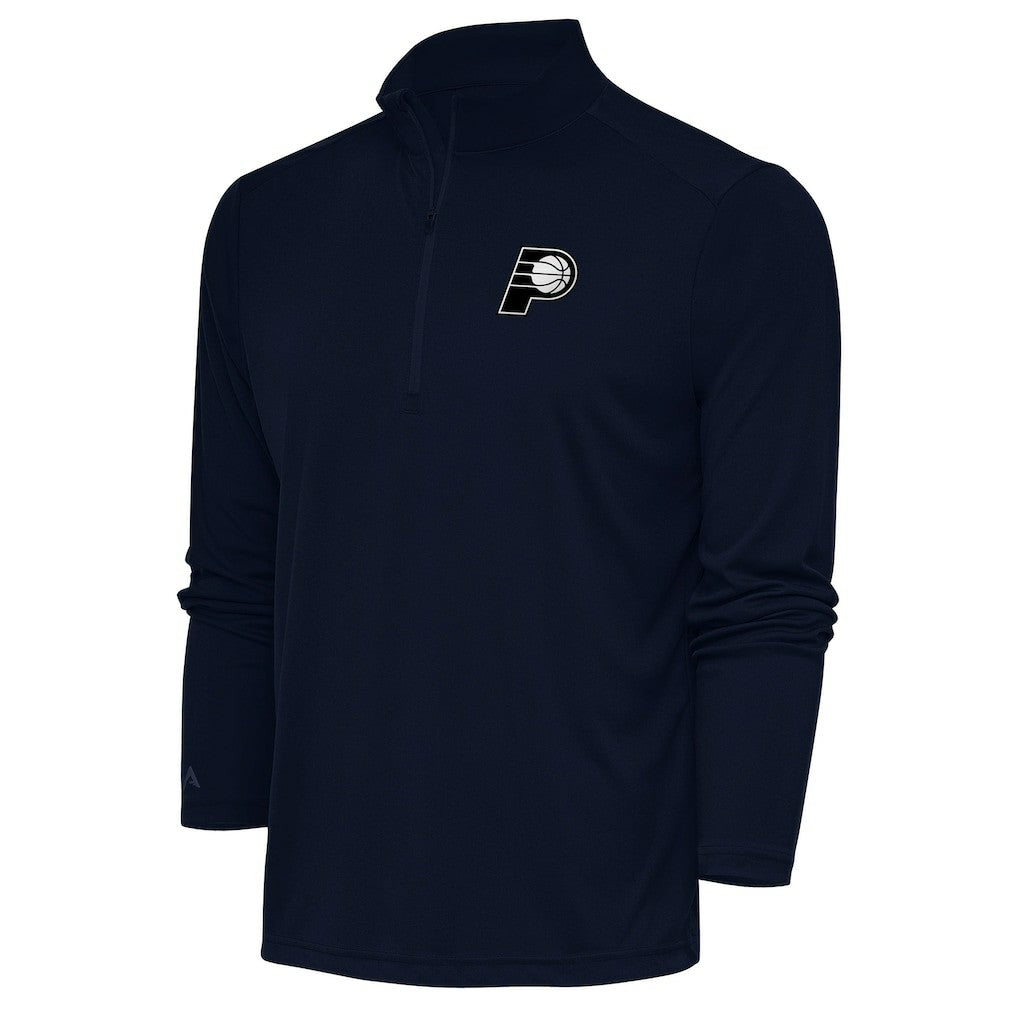 Navy Indiana Pacers Antigua Metallic Logo Tribute Quarter-Zip Top | NBA