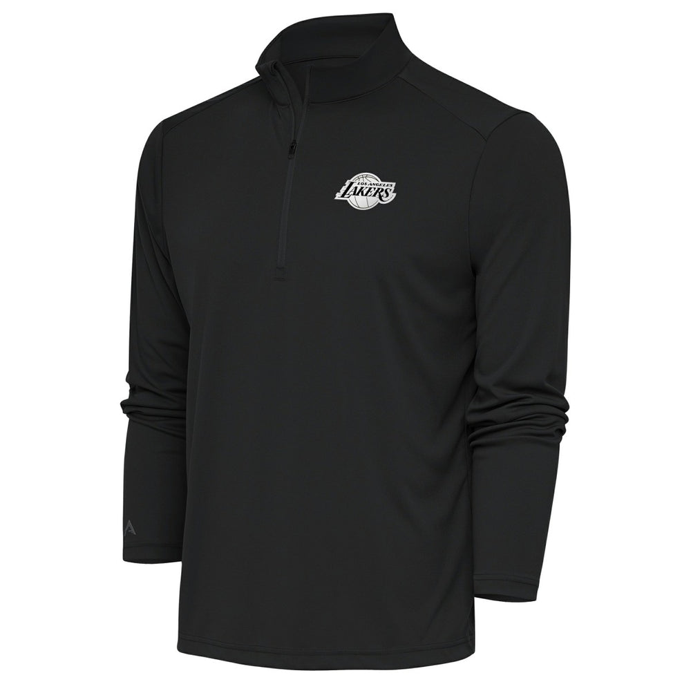 Charcoal Los Angeles Lakers Antigua Metallic Logo Tribute Quarter-Zip Top | NBA