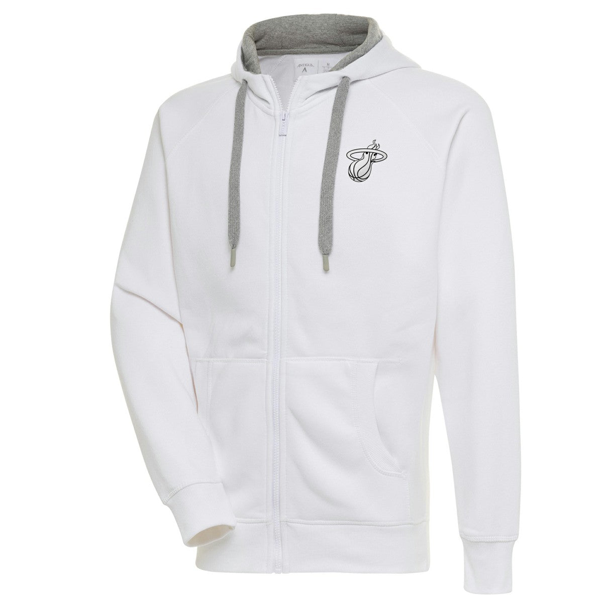 White Miami Heat Antigua Metallic Logo Victory Raglan Full-Zip Hoodie | NBA
