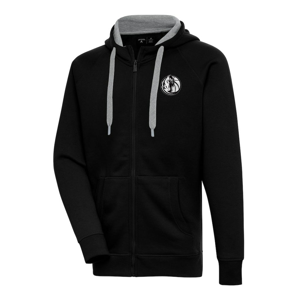 Black Dallas Mavericks Antigua Metallic Logo Victory Raglan Full-Zip Hoodie sale | NBA