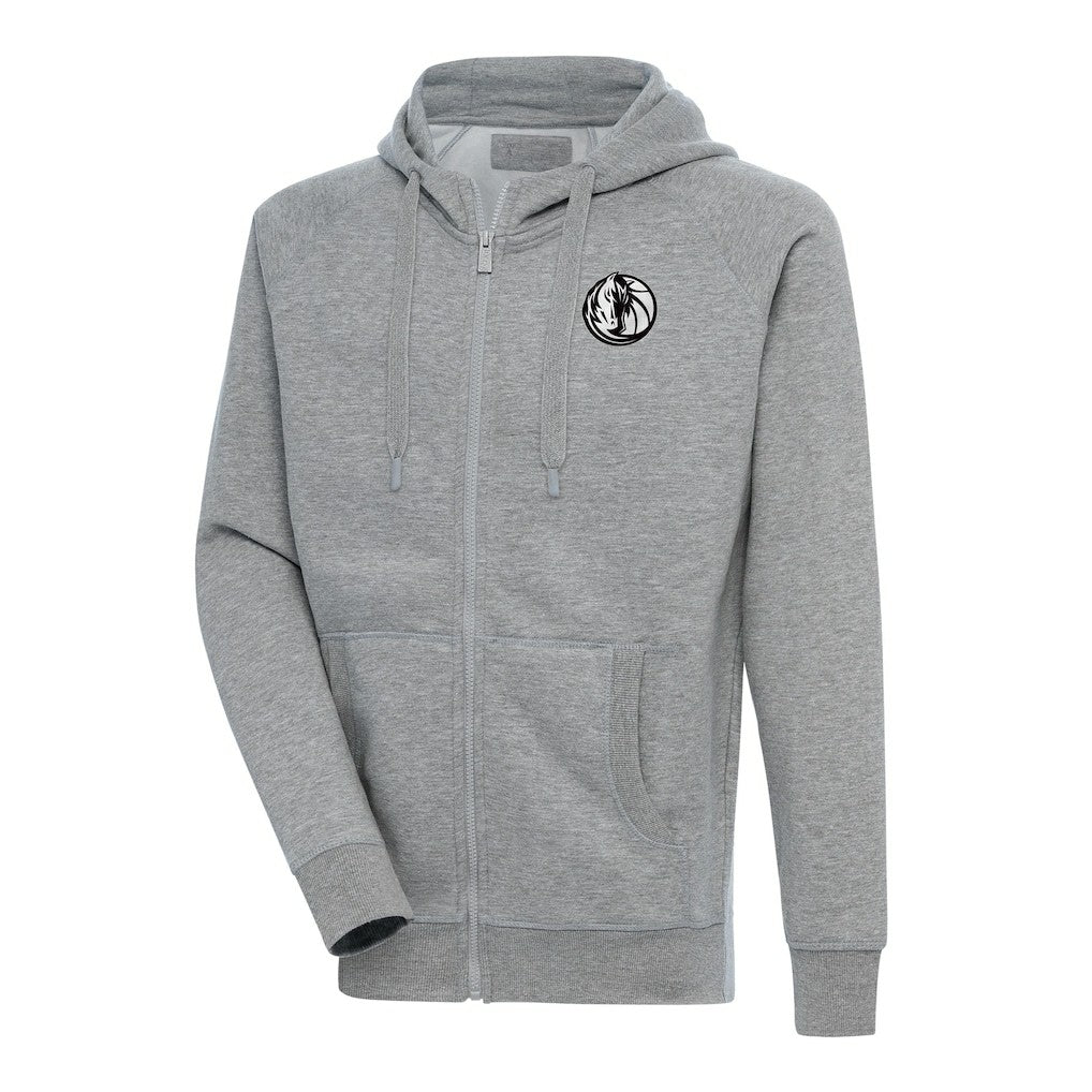 Heather Gray Dallas Mavericks Antigua Metallic Logo Victory Raglan Full-Zip Hoodie sale | NBA