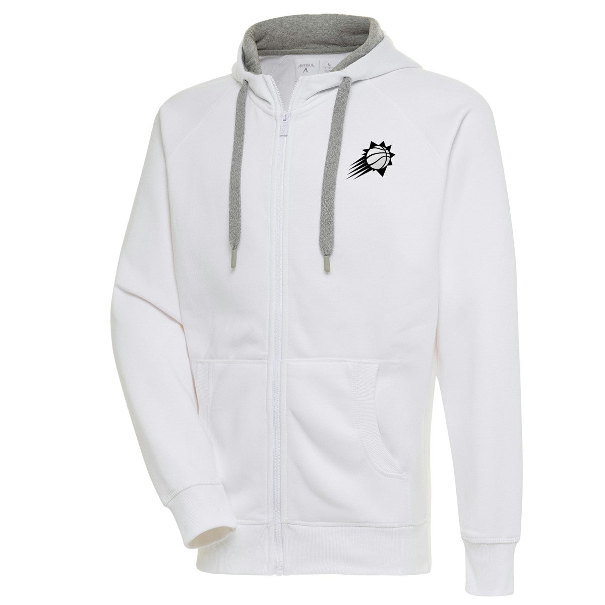 White Phoenix Suns Antigua Metallic Logo Victory Raglan Full-Zip Hoodie | NBA