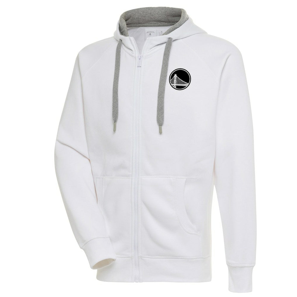 White Golden State Warriors Antigua Metallic Logo Victory Raglan Full-Zip Hoodie sale | NBA