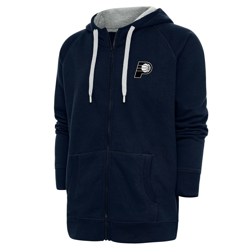 Navy Indiana Pacers Antigua Metallic Logo Victory Raglan Full-Zip Hoodie | NBA