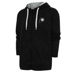 Black Indiana Pacers Antigua Metallic Logo Victory Raglan Full-Zip Hoodie | NBA