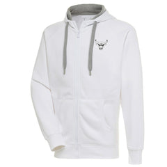 White Chicago Bulls Antigua Metallic Logo Victory Raglan Full-Zip Hoodie | NBA