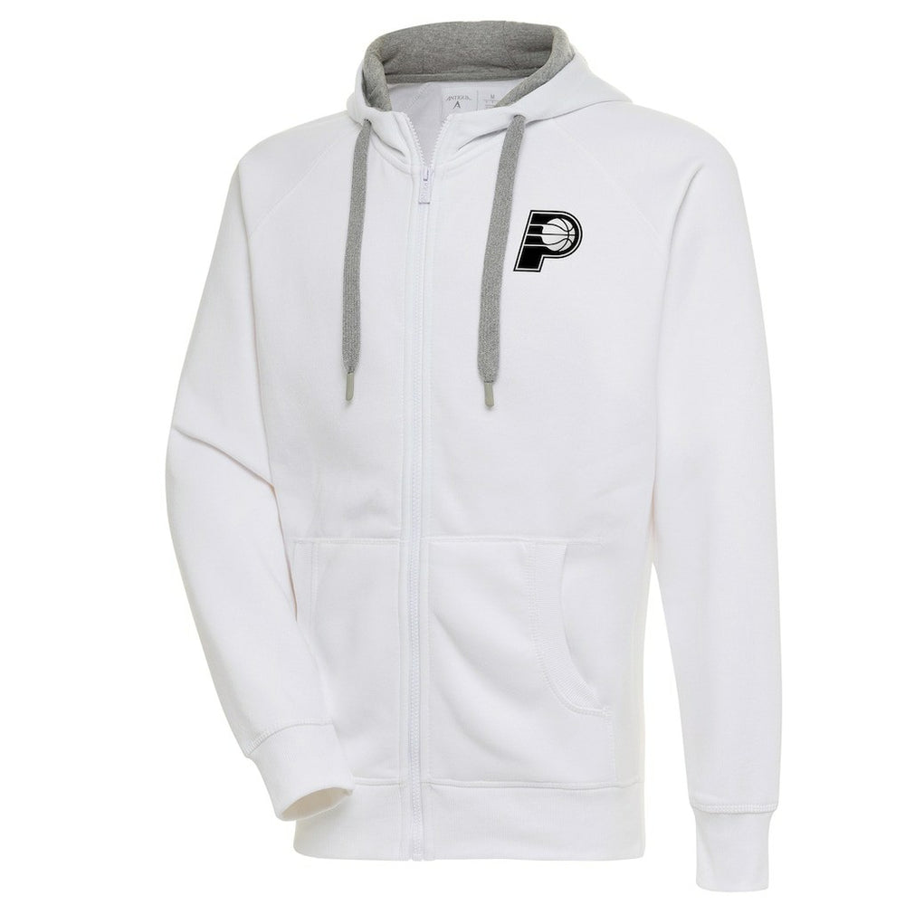 White Indiana Pacers Antigua Metallic Logo Victory Raglan Full-Zip Hoodie | NBA