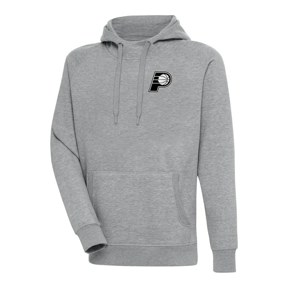 Heather Gray Indiana Pacers Antigua Metallic Logo Victory Raglan Pullover Hoodie | NBA