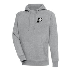 Heather Gray Indiana Pacers Antigua Metallic Logo Victory Raglan Pullover Hoodie | NBA