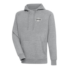 Heather Gray Los Angeles Lakers Antigua Metallic Logo Victory Raglan Pullover Hoodie | NBA