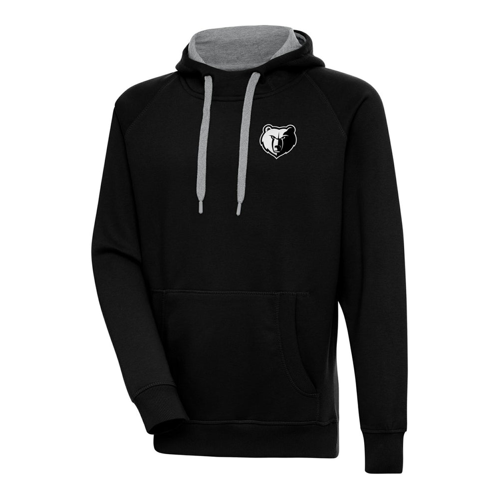 Black Memphis Grizzlies Antigua Metallic Logo Victory Raglan Pullover Hoodie | NBA