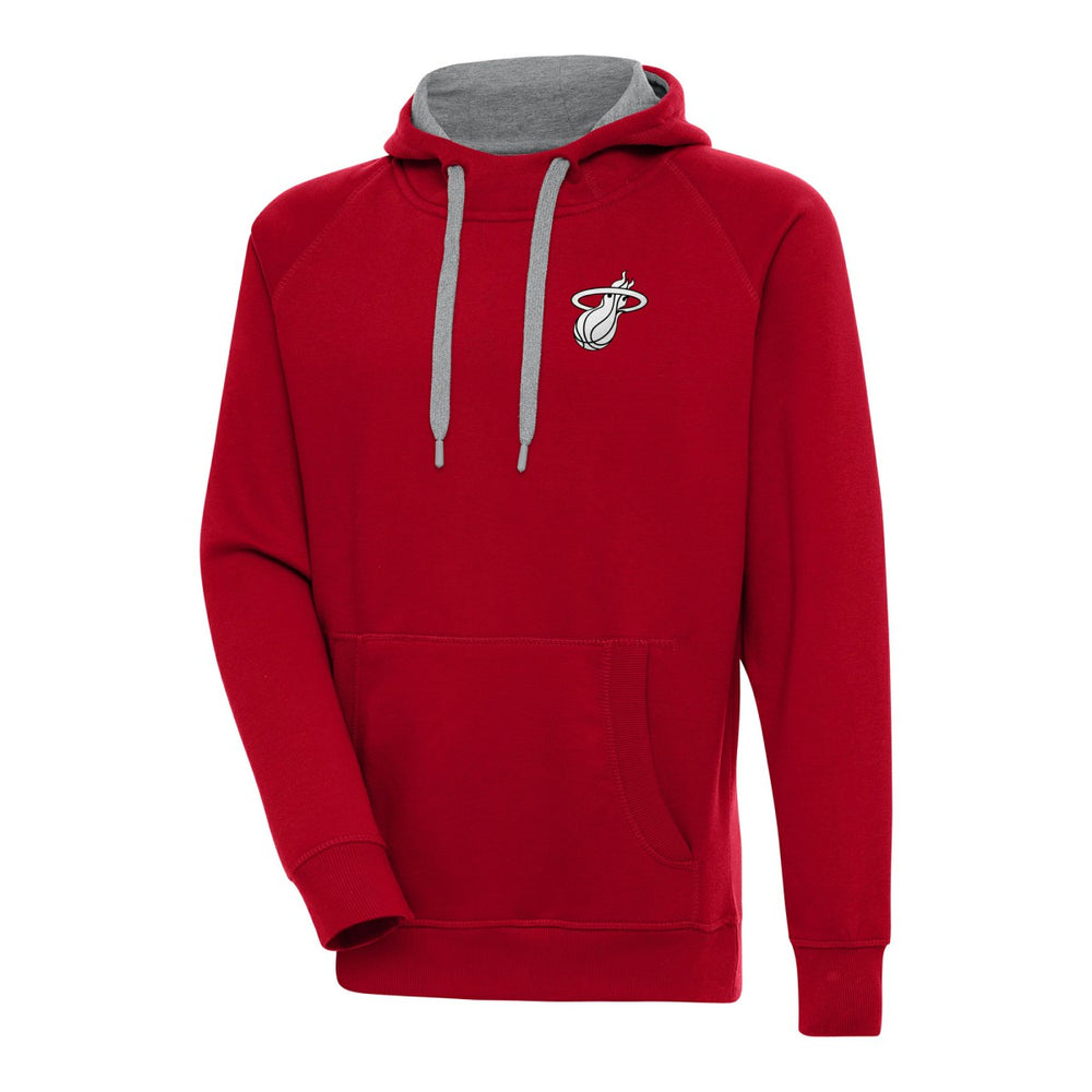 Red Miami Heat Antigua Metallic Logo Victory Raglan Pullover Hoodie | NBA