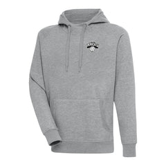 Heather Gray New York Knicks Antigua Metallic Logo Victory Raglan Pullover Hoodie | NBA