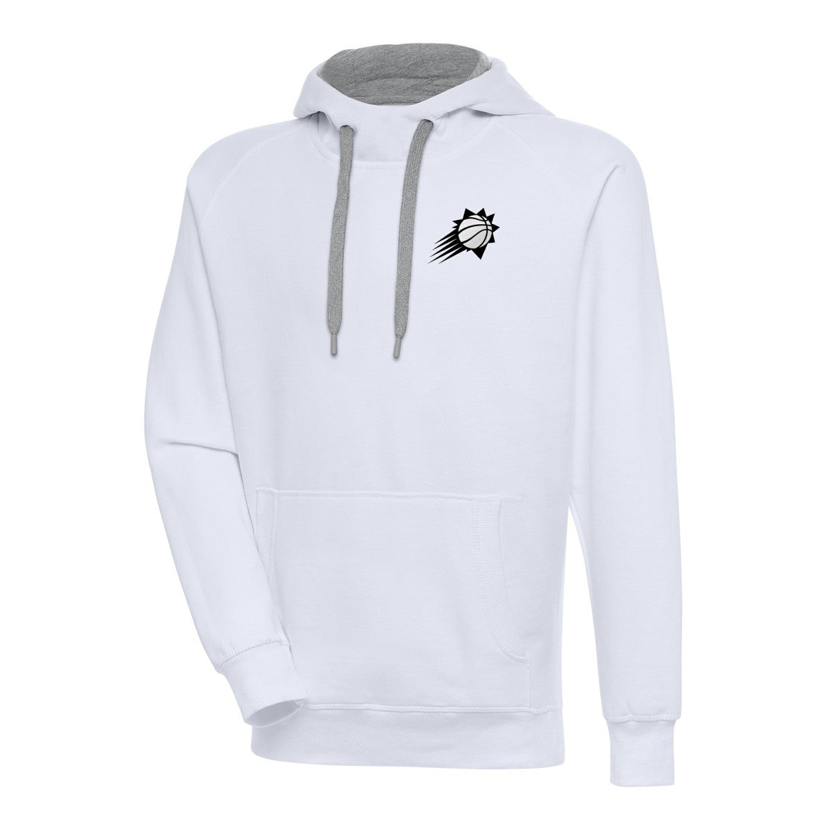 White Phoenix Suns Antigua Metallic Logo Victory Raglan Pullover Hoodie | NBA