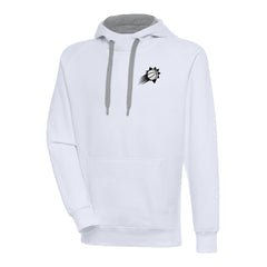 White Phoenix Suns Antigua Metallic Logo Victory Raglan Pullover Hoodie | NBA