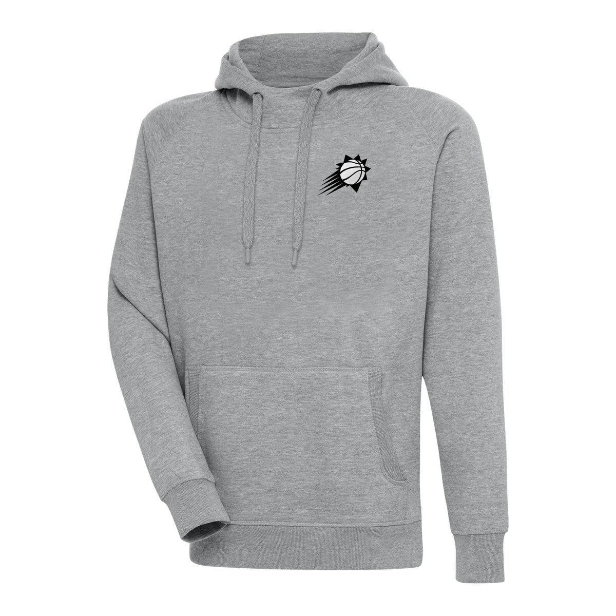 Heather Gray Phoenix Suns Antigua Metallic Logo Victory Raglan Pullover Hoodie | NBA