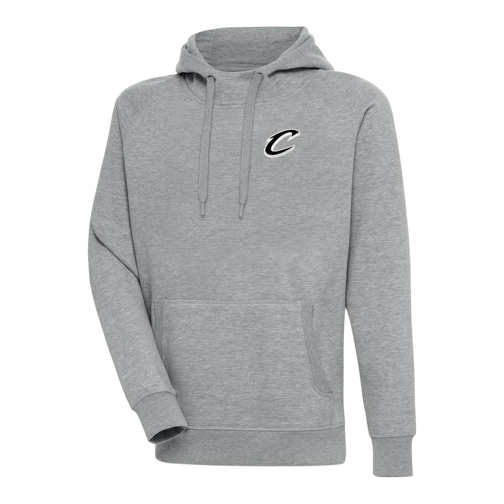 Heather Gray Cleveland Cavaliers Antigua Metallic Logo Victory Raglan Pullover Hoodie sale | NBA