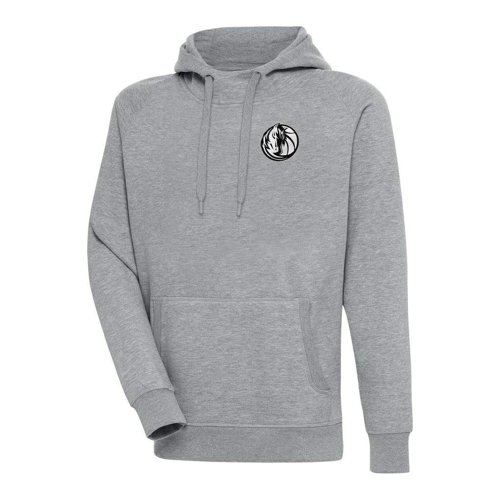 Heather Gray Dallas Mavericks Antigua Metallic Logo Victory Raglan Pullover Hoodie sale | NBA