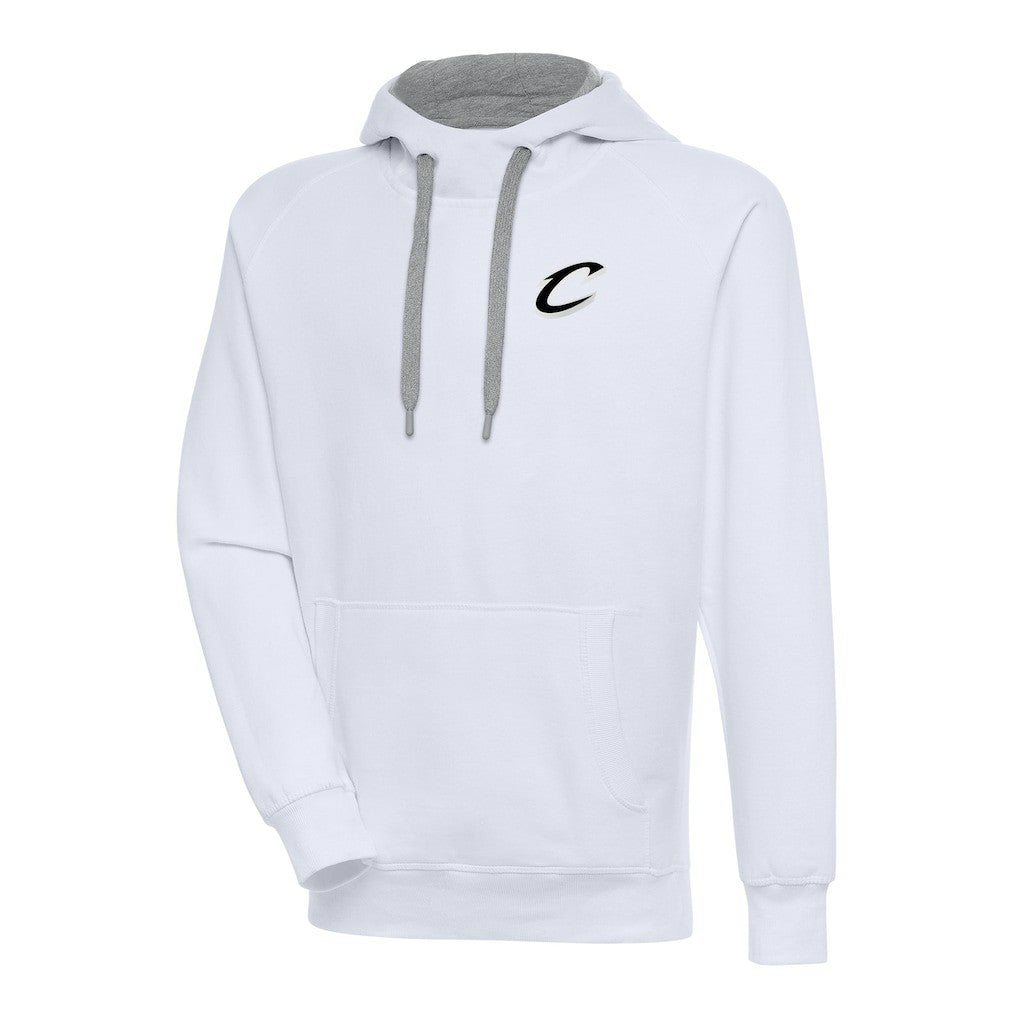 White Cleveland Cavaliers Antigua Metallic Logo Victory Raglan Pullover Hoodie sale | NBA