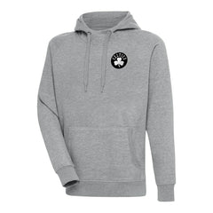 Heather Gray Boston Celtics Antigua Metallic Logo Victory Raglan Pullover Hoodie | NBA