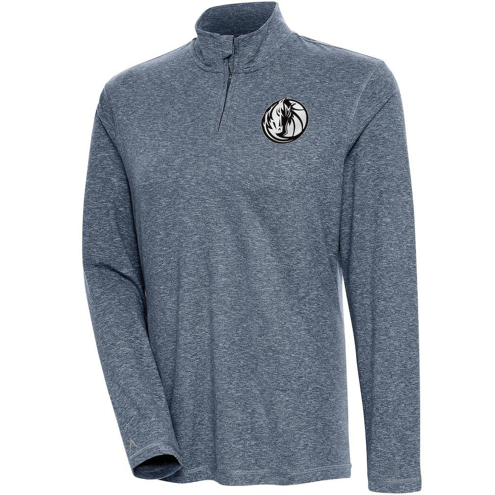 Dallas Mavericks Antigua Women's Brushed Metallic Comfort Quarter-Zip Pullover Top - Heather Navy on sale | NBA