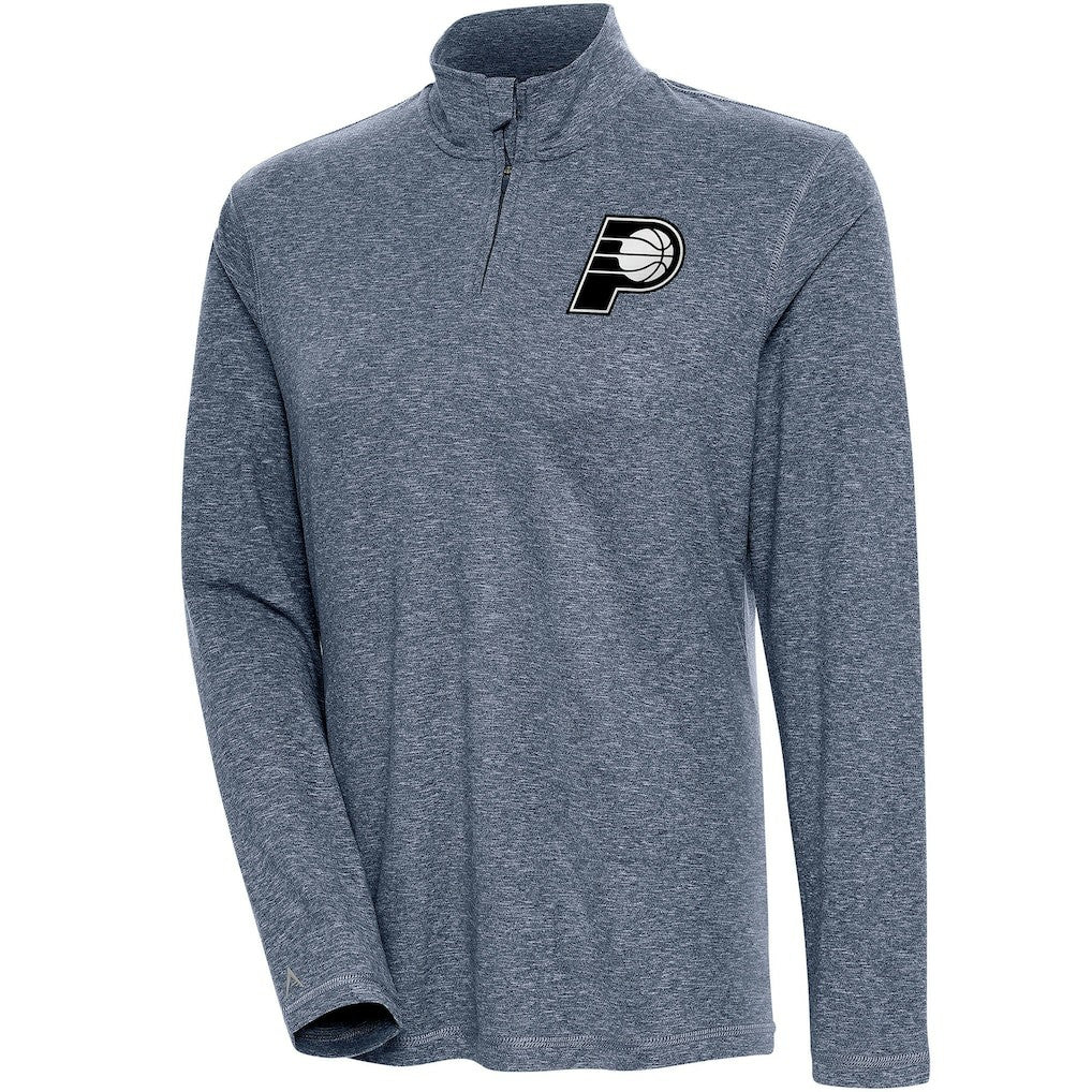 Indiana Pacers Antigua Women's Brushed Metallic Comfort Quarter-Zip Pullover Top - Heather Navy sale | NBA
