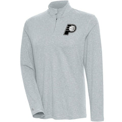 Indiana Pacers Antigua Women's Brushed Metallic Comfort Quarter-Zip Pullover Top - Heather Gray on sale | NBA