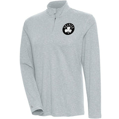 Boston Celtics Antigua Women's Brushed Metallic Comfort Quarter-Zip Pullover Top - Heather Gray discount | NBA