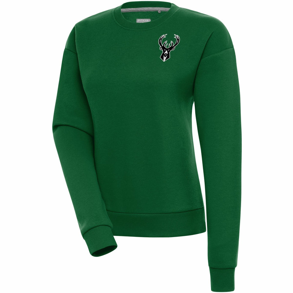 Hunter Green Milwaukee Bucks Antigua Women's Brushed Metallic Victory Pullover Sweatshirt - Hunter Green on sale | NBA
