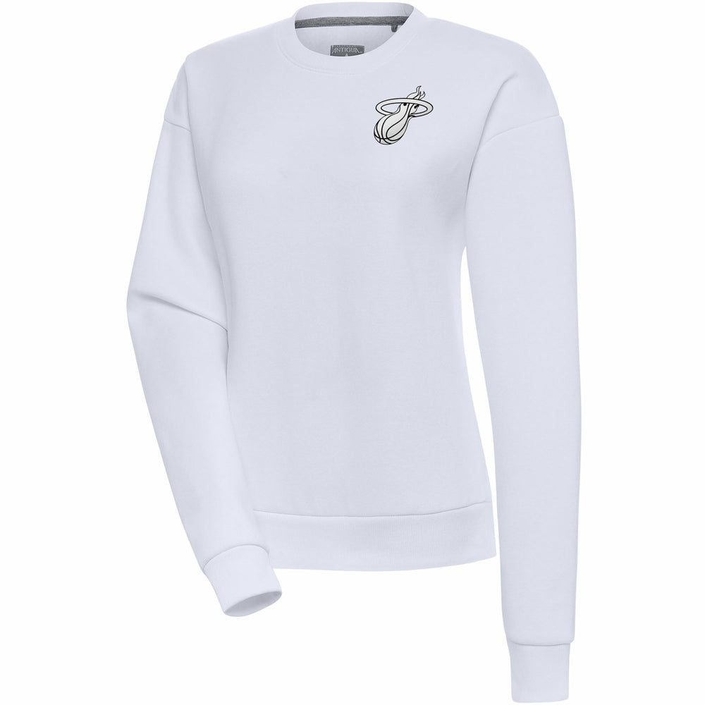 White Miami Heat Antigua Women's Brushed Metallic Victory Pullover Sweatshirt - White outlet | NBA