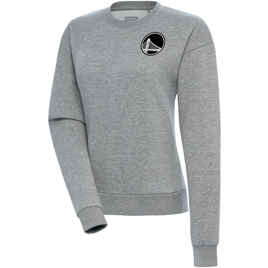 Heather Gray Golden State Warriors Antigua Women's Brushed Metallic Victory Pullover Sweatshirt - Heather Gray cheap | NBA