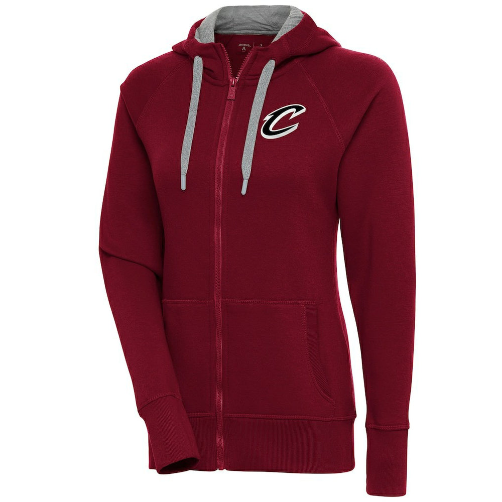 Wine Cleveland Cavaliers Antigua Women's Brushed Metallic Victory Full-Zip Hoodie - Wine on sale | NBA