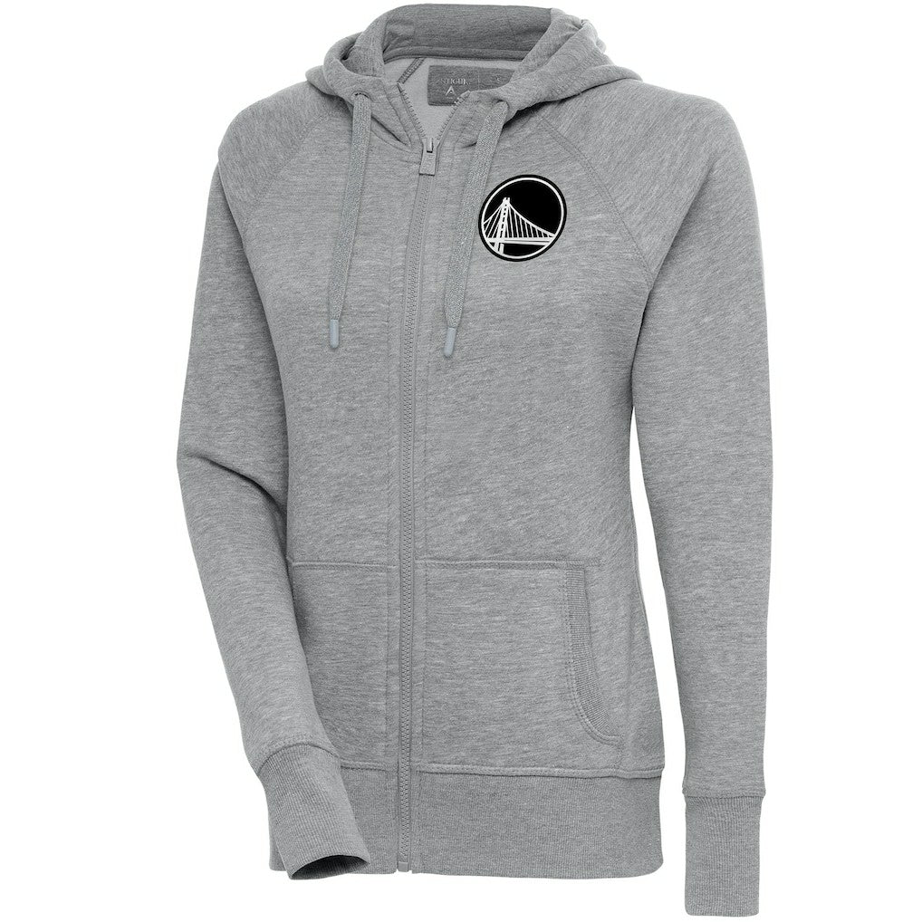 Heather Gray Golden State Warriors Antigua Women's Brushed Metallic Victory Full-Zip Hoodie - Heather Gray cheap | NBA