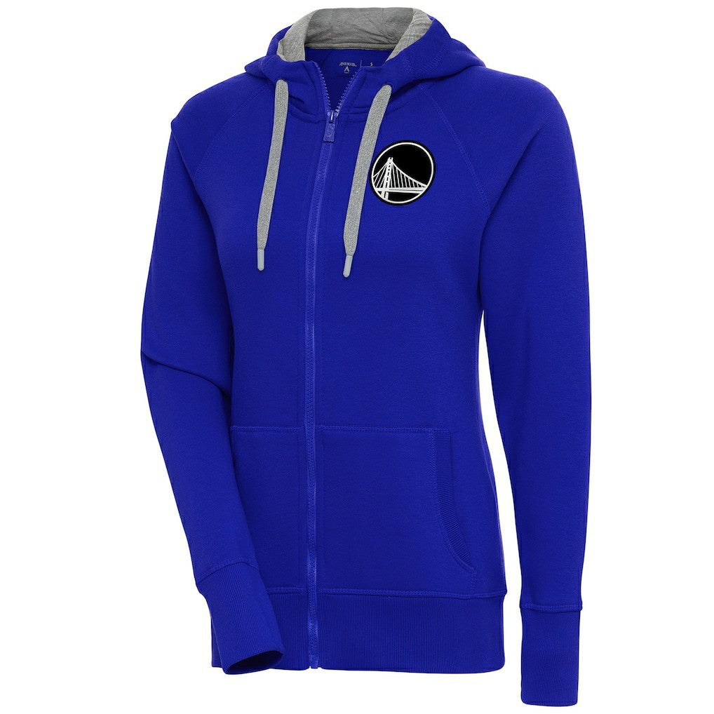 Royal Golden State Warriors Antigua Women's Brushed Metallic Victory Full-Zip Hoodie - Royal sale | NBA
