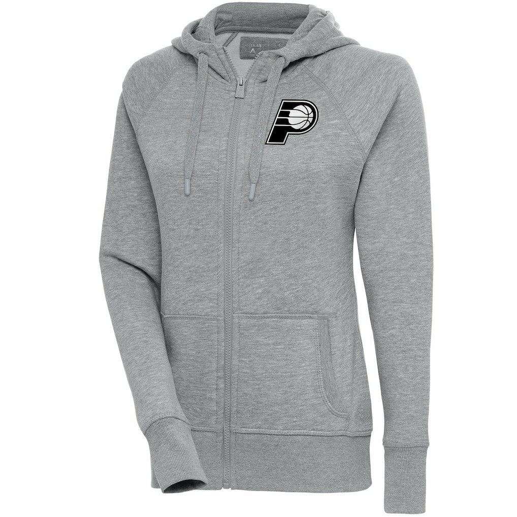 Heather Gray Indiana Pacers Antigua Women's Brushed Metallic Victory Full-Zip Hoodie - Heather Gray for sale | NBA