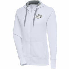 Los Angeles Lakers Antigua Women's Brushed Metallic Victory Full-Zip Hoodie - White shop | NBA