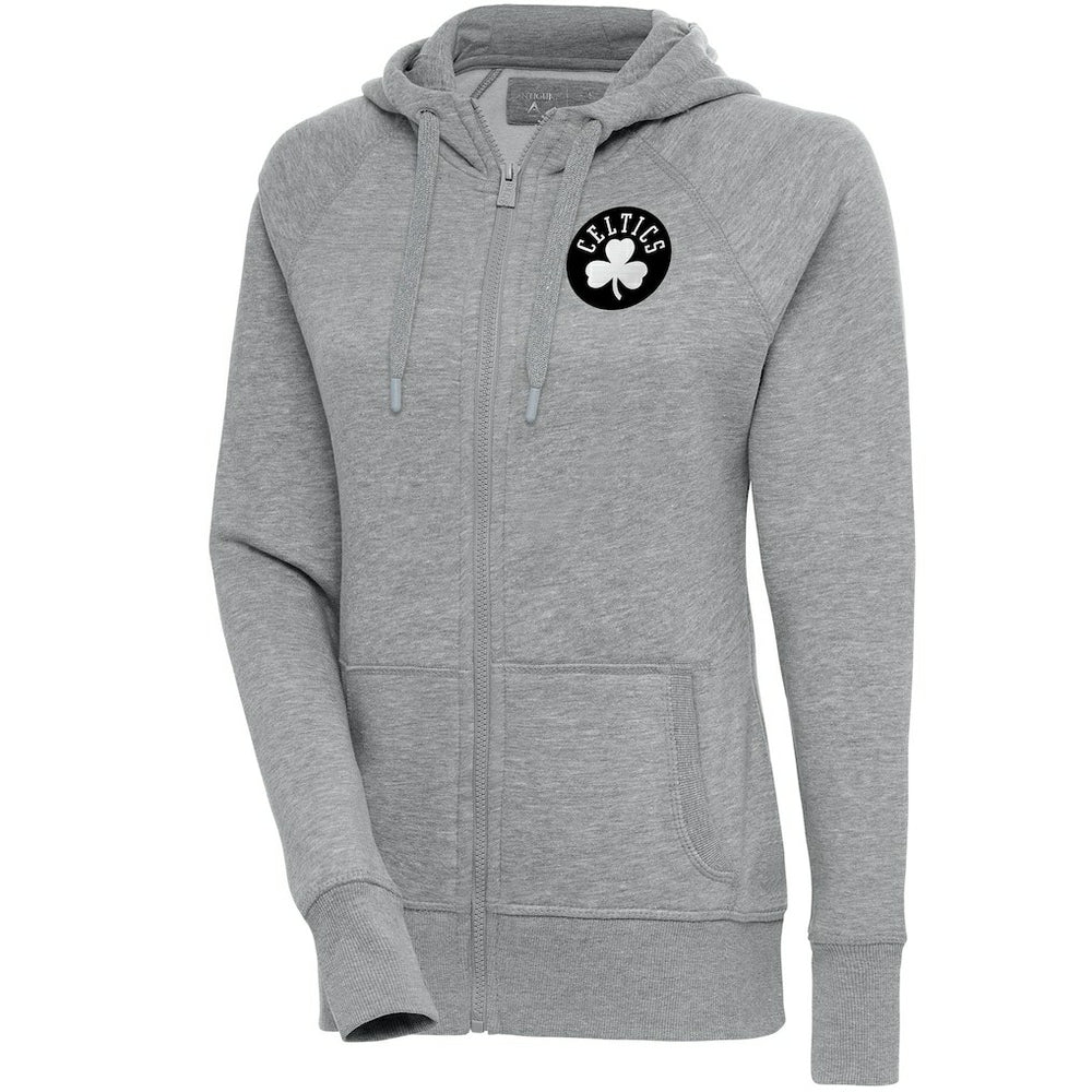 Heather Gray Boston Celtics Antigua Women's Brushed Metallic Victory Full-Zip Hoodie - Heather Gray outlet | NBA