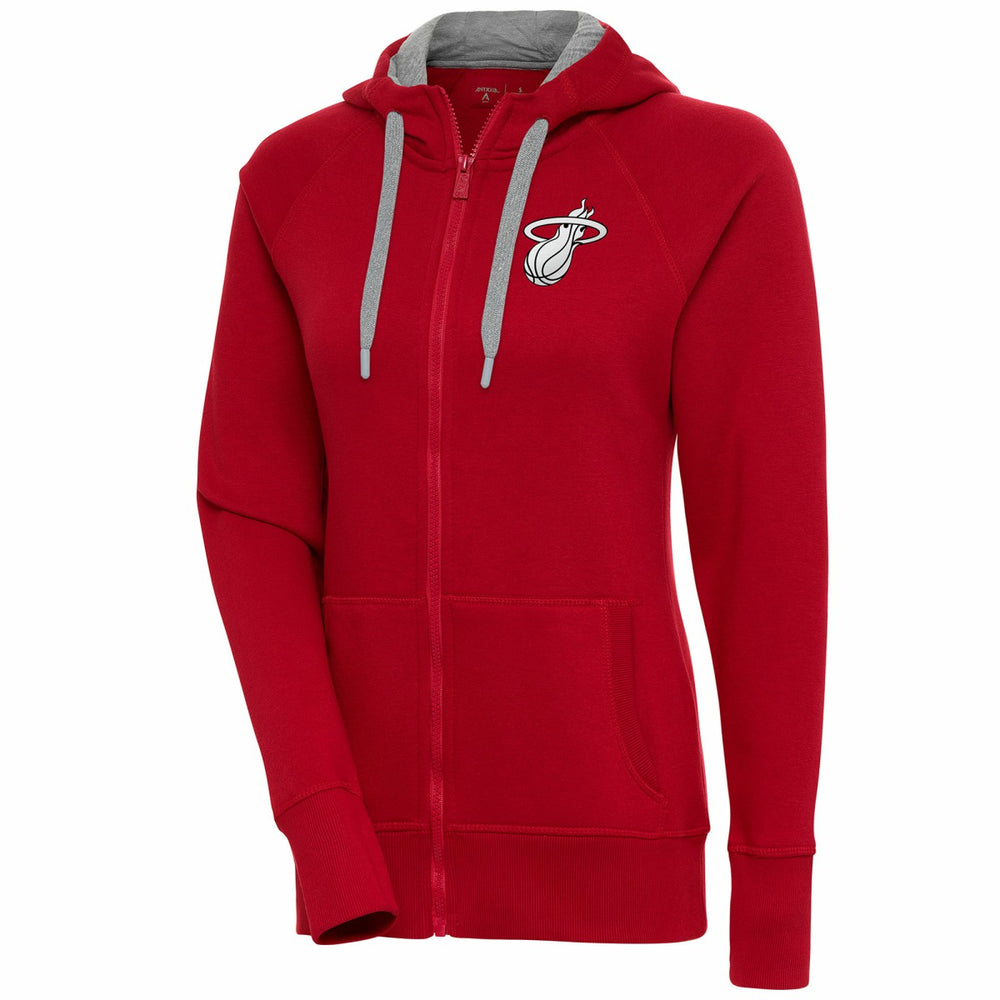 Red Miami Heat Antigua Women's Brushed Metallic Victory Full-Zip Hoodie - Red outlet | NBA