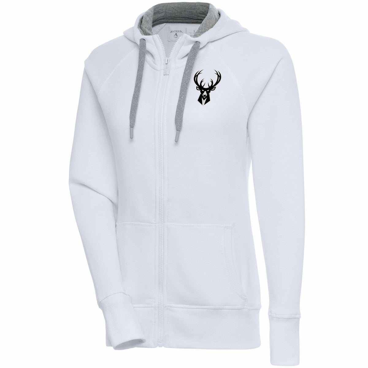 White Milwaukee Bucks Antigua Women's Brushed Metallic Victory Full-Zip Hoodie - White shop | NBA