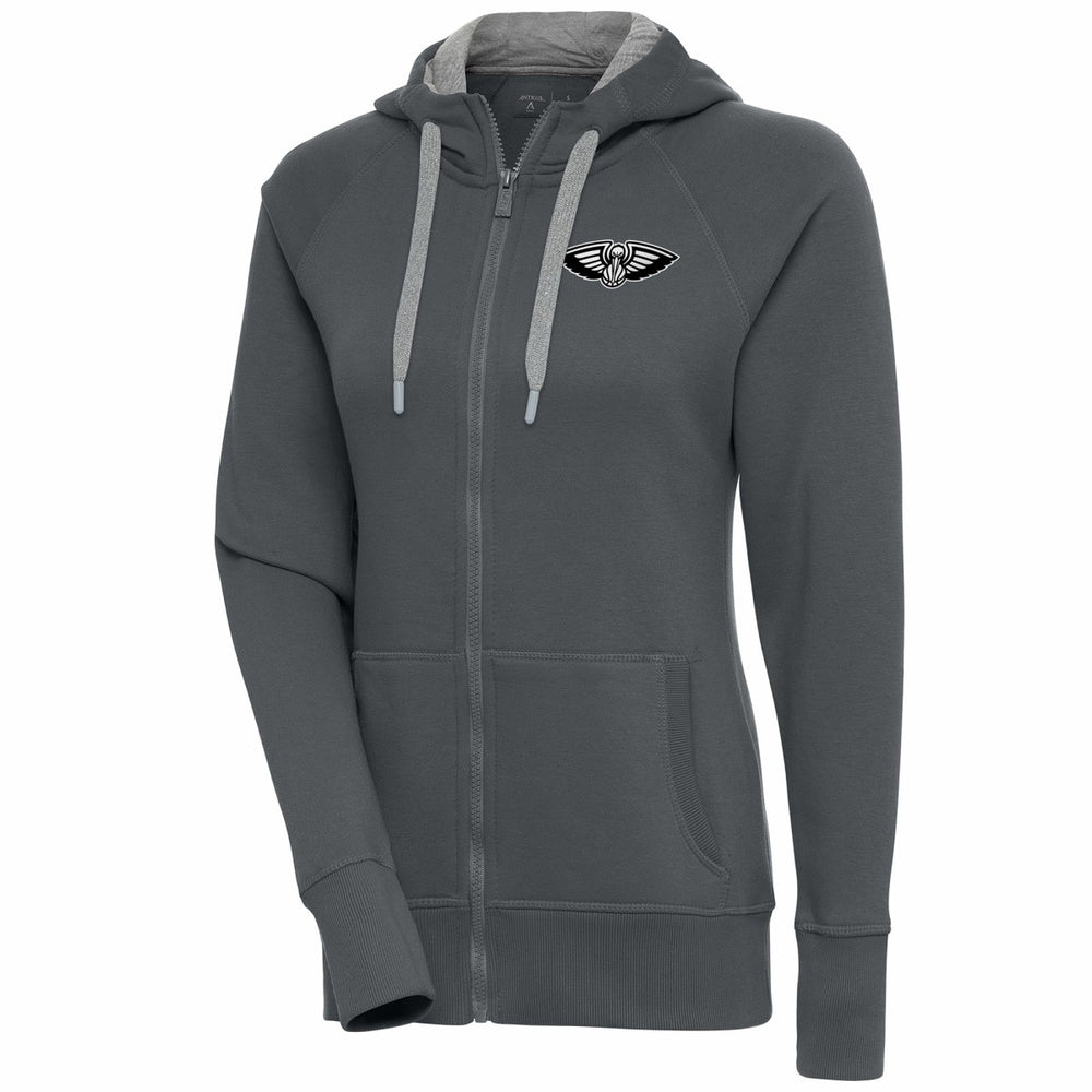 New Orleans Pelicans Antigua Women's Brushed Metallic Victory Full-Zip Hoodie - Charcoal sale | NBA