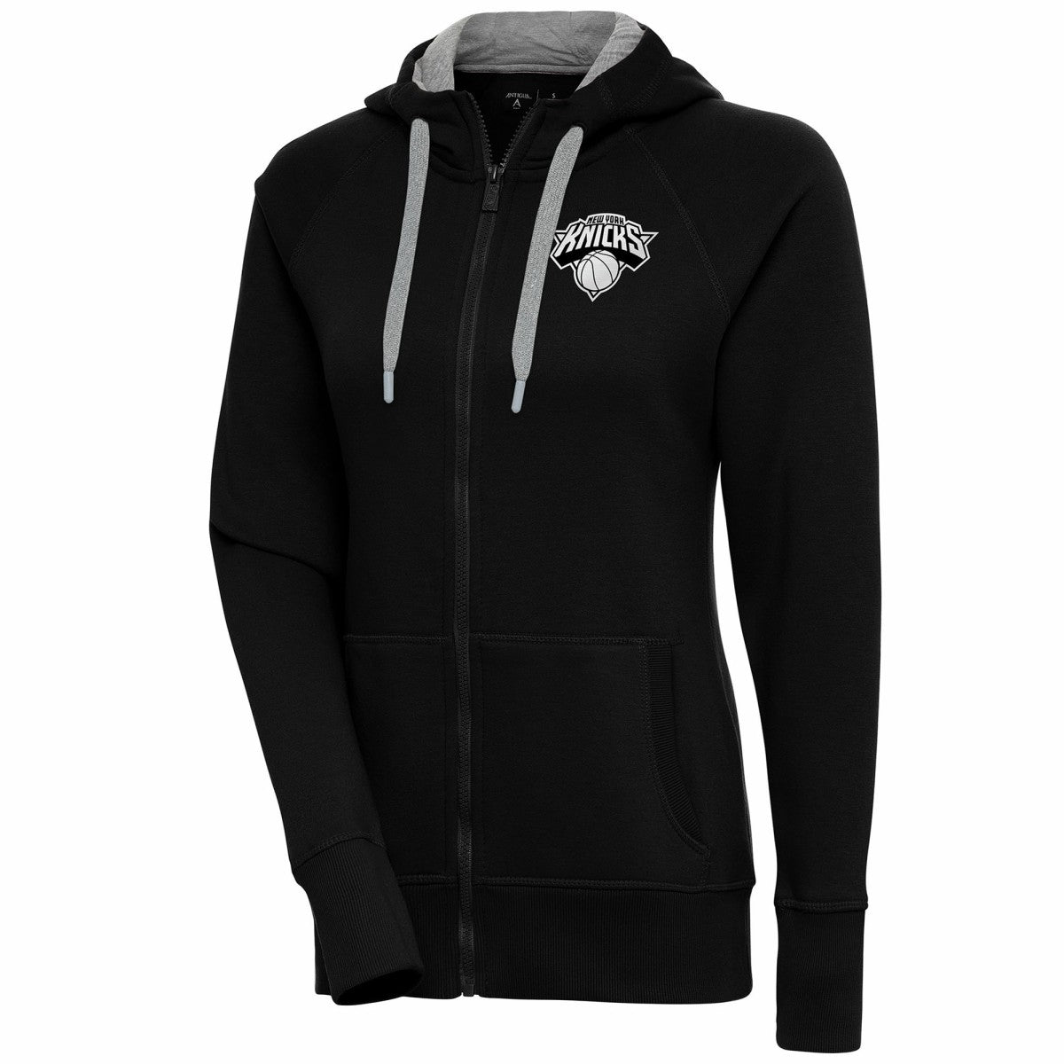 Black New York Knicks Antigua Women's Brushed Metallic Victory Full-Zip Hoodie - Black outlet | NBA