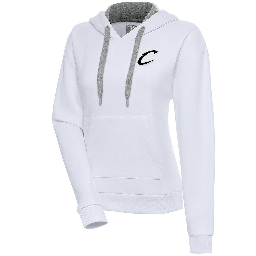 White Cleveland Cavaliers Antigua Women's Brushed Metallic Victory Pullover Hoodie - White sale | NBA