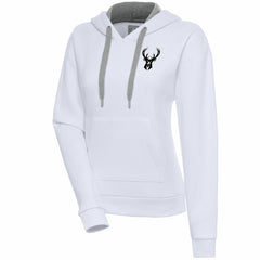 White Milwaukee Bucks Antigua Women's Brushed Metallic Victory Pullover Hoodie - White online | NBA