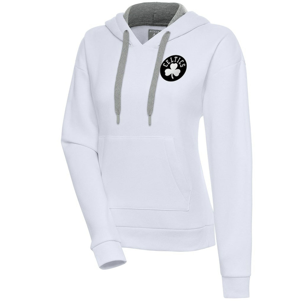 White Boston Celtics Antigua Women's Brushed Metallic Victory Pullover Hoodie - White sale | NBA