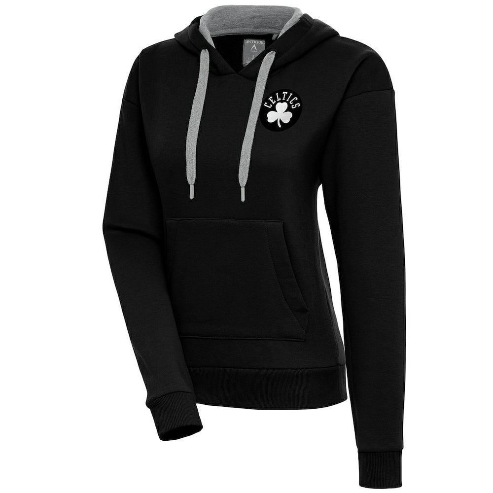 Black Boston Celtics Antigua Women's Brushed Metallic Victory Pullover Hoodie - Black discount | NBA