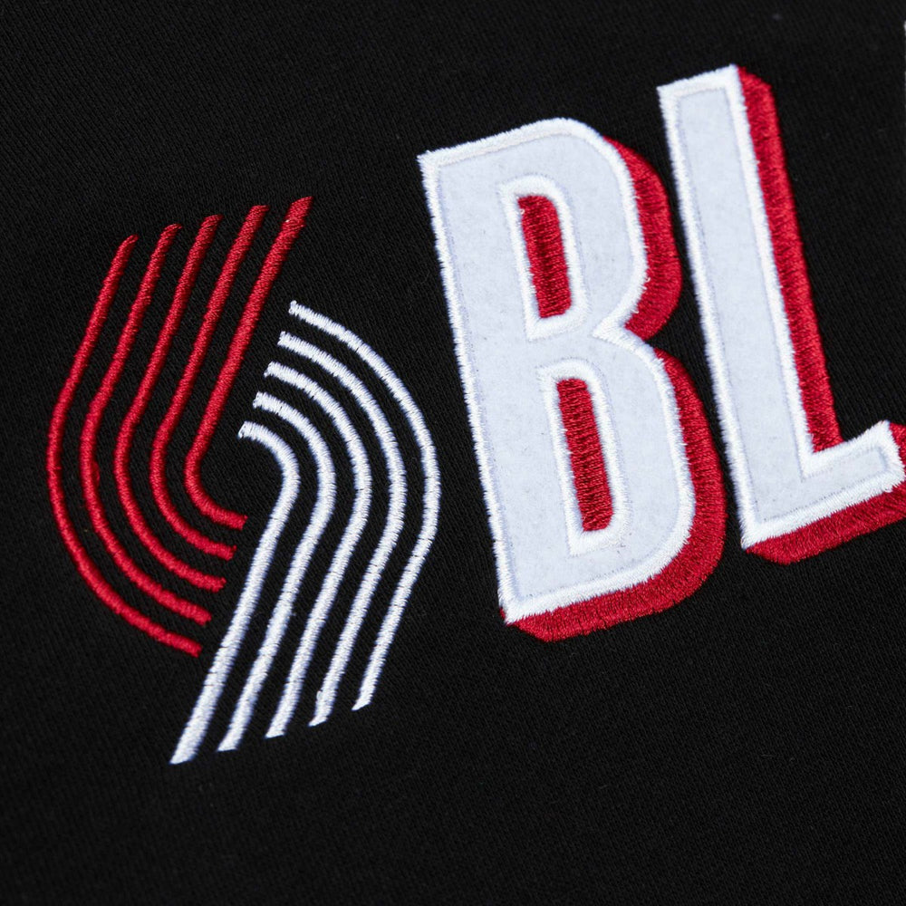 Black Portland Trail Blazers Hardwood Classics There and Back Pullover Sweatshirt | NBA