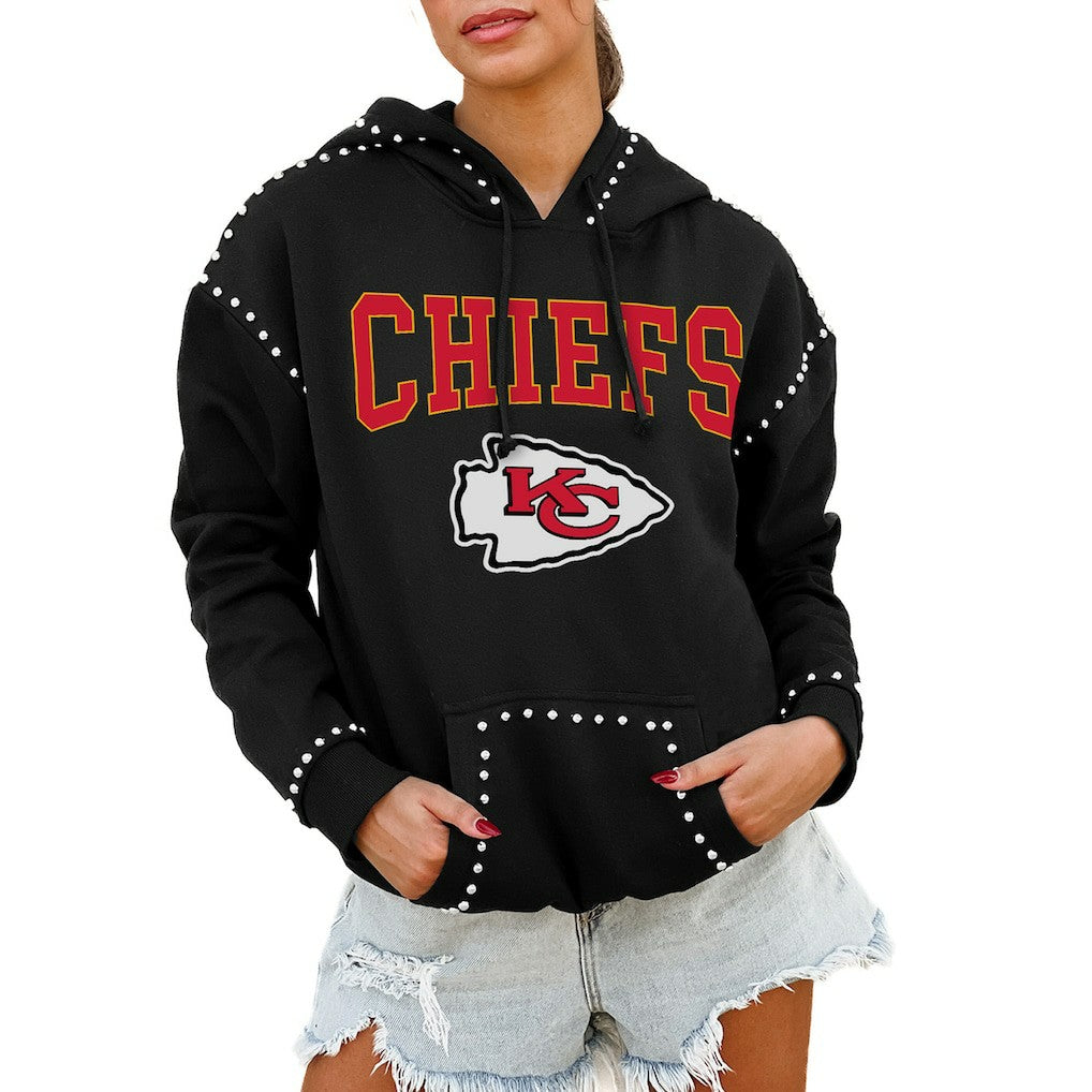 Kansas City Chiefs Gameday Couture Women's Oversized Catch the Vibe Studded Pullover Hoodie | NFL Sale